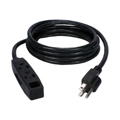 QVS PC3PX 10 5PK Power extension cable NEMA 5 15P M to NEMA 5 15R 20R M AC 125 V 10 ft black pack of 5