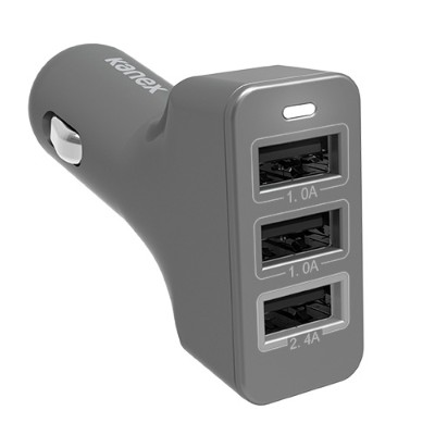 KANEX K161 1004 SG Power adapter car 22 Watt 4.4 A 3 output connectors USB power only space gray