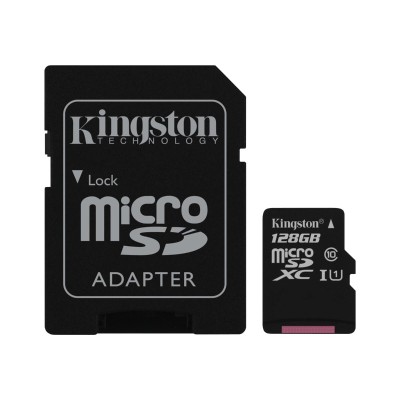 Kingston Digital SDC10G2/128GB 128GB microSDXC Class 10 UHS-I 45MB/s Read Card + SD Adapter Kingston Digital SDC10G2/128GB 128GB microSDXC Class 10 UHS-I 45MB/s Read Card + SD Adapter