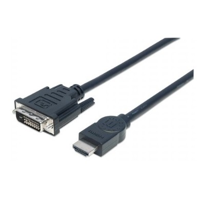 Manhattan 372510 HDMI Male to DVI-D 24+1 Male Cable Dual Link Black 10ft Manhattan 372510 HDMI Male to DVI-D 24+1 Male Cable Dual Link Black 10ft