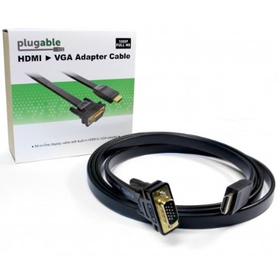 Plugable HDMI VGA Video cable HDMI VGA HDMI M to HD 15 M 6 ft flat