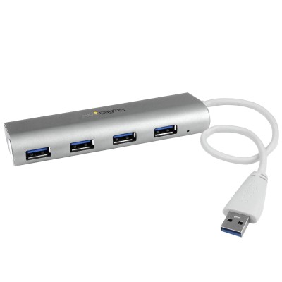 StarTech.com ST43004UA 4 Port Portable USB 3.0 Hub with Built in Cable Aluminum and Compact USB Hub