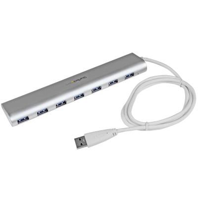 StarTech.com ST73007UA 7 Port Compact USB 3.0 Hub with Built-in Cable - Aluminum USB Hub - Silver StarTech.com ST73007UA 7 Port Compact USB 3.0 Hub with Built-in Cable - Aluminum USB Hub - Silver