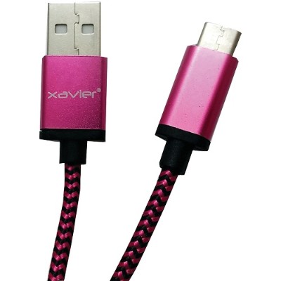 Professional Cable USBCA PK 06 USB C Male to USB A Male Braided Cable 6ft Pink