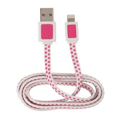 Jensen Electronics Arh750pd Apple Lightning 3 Ft Power And Sync Cable - Pink Polka Dot