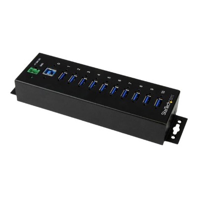 StarTech.com ST1030USBM 10 Port Industrial USB 3.0 Hub ESD and Surge Protection DIN Rail or Surface Mountable Metal Housing