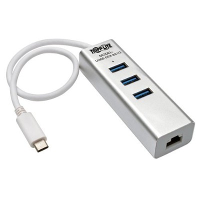 TrippLite U460 003 3A1G 3 Port Portable USB 3.1 Gen 1 USB C Gigabit Ethernet Adapter