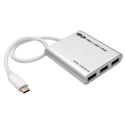 TrippLite U460 004 4A 4 Port USB 3.1 Gen 1 Portable Hub USB Type C USB C to x4 USB A Aluminum