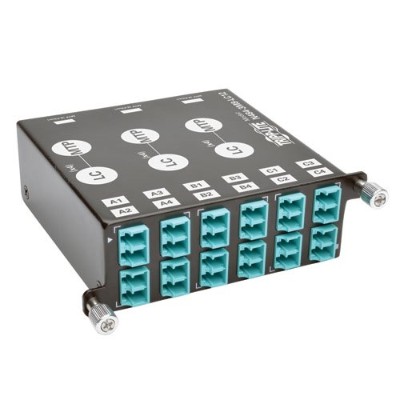 TrippLite N484-3M8-LC12 40Gb-10Gb Breakout Cassette x3 8-Fiber OM4 MTP/MPO to x12 Dup LC TrippLite N484-3M8-LC12 40Gb-10Gb Breakout Cassette x3 8-Fiber OM4 MTP/MPO to x12 Dup LC