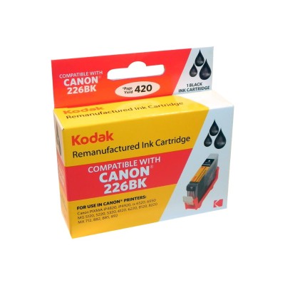 eReplacements CLI 226BK KD Kodak High Yield black remanufactured ink cartridge equivalent to Canon CLI 226 for Canon PIXMA iP4920 iX6520 MG5320