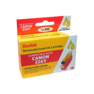 eReplacements CLI 226Y KD Kodak High Yield yellow remanufactured ink cartridge equivalent to Canon CLI 226 for Canon PIXMA iP4920 iX6520 MG5120