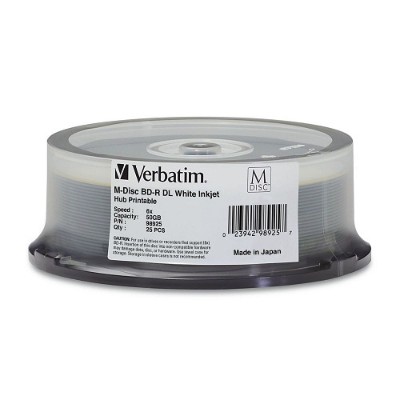 Verbatim 98925 M Disc 25 x BD R DL 50 GB 6x ink jet printable surface printable inner hub spindle