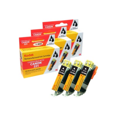 eReplacements 2945B004 KD Kodak 3 pack High Yield black remanufactured ink cartridge equivalent to Canon PGI 220BK for Canon PIXMA iP4700 MP540
