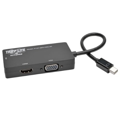 TrippLite P137 06N HDV 4K 6in Mini DisplayPort to VGA DVI HDMI Adapter Converter 4Kx 2K 6 Video converter DisplayPort black
