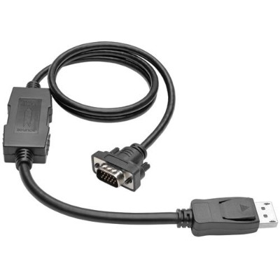 TrippLite P581 003 VGA V2 3ft DisplayPort to VGA Adapter Active Converter Cable Latches DP to HD15 DPort 1.2 M M 3 Display cable HD 15 M to DisplayPort