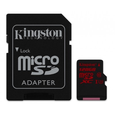 Kingston SDCA3/128GB 128GB microSDXC UHS-I Class U3 90MB/s read 80MB/s write + SD Kingston SDCA3/128GB 128GB microSDXC UHS-I Class U3 90MB/s read 80MB/s write + SD