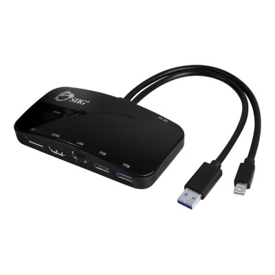 SIIG JU-H30412-S1 Mini-DP Video Dock with USB 3.0 LAN Hub - Docking station - (USB) - GigE SIIG JU-H30412-S1 Mini-DP Video Dock with USB 3.0 LAN Hub - Docking station - (USB) - GigE
