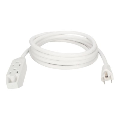 QVS PC3PX-25WH Power Extension Cord - Power strip - AC 125 V - 1625 Watt - input: NEMA 5-15P - output connectors: 3 (NEMA 5-15) - 25 ft - white QVS PC3PX-25WH Power Extension Cord - Power strip - AC 125 V - 1625 Watt - input: NEMA 5-15P - output connectors: 3 (NEMA 5-15) - 25 ft - white