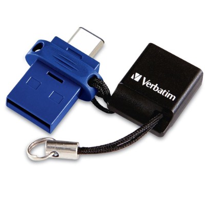 Verbatim 99155 64GB Store ‘n’ Go Dual USB Flash Drive for USB-C Devices – Blue Verbatim 99155 64GB Store ‘n’ Go Dual USB Flash Drive for USB-C Devices – Blue