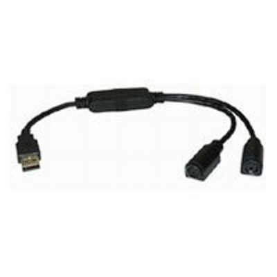 Cables To Go 32185 1ft USB Keyboard Mouse Adapter USB to Dual PS 2 Adapter Black Keyboard mouse adapter USB M to PS 2 F 1 ft black