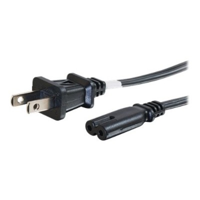 Cables To Go 27398 6ft 18 AWG 2 Slot Non Polarized Power Cord NEMA 1 15P to IEC320C7 Power cable IEC 60320 C7 F to NEMA 1 15 M 6 ft black