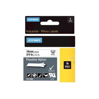 Dymo 18489 Nylon black on white Roll 0.75 in x 11.5 ft 1 roll s flexible tape for 1000 Plus LabelMANAGER 100 Rhino 4200 6000 6000 Hard Case Kit R
