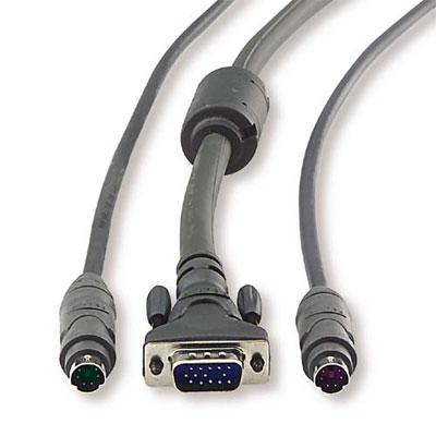 Belkin F1d9000-10 Omniview - Keyboard / Video / Mouse (kvm) Cable Kit - 6 Pin Ps/2  Hd-15 (m) To 6 Pin Ps/2  Hd-15 - 10 Ft - Gray - For Omnicube  Omniview E Ser