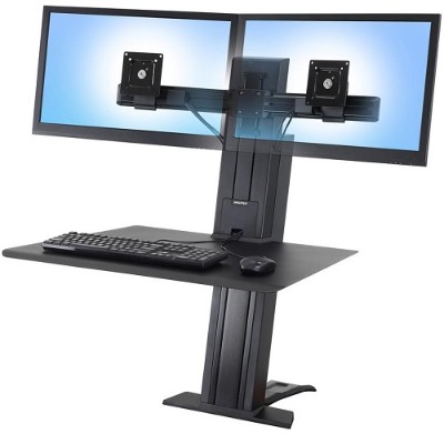 Ergotron 33-407-085 WorkFit-SR Dual Sit-Stand Workstation - Stand (desk clamp mount surface column 2 pivots crossbar 2 cord wraps) for 2 LCD displays / key Ergotron 33-407-085 WorkFit-SR Dual Sit-Stand Workstation - Stand (desk clamp mount surface column 2 pivots crossbar 2 cord wraps) for 2 LCD displays / key