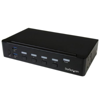 StarTech.com SV431DPU3A2 4 Port DisplayPort KVM Switch DP KVM Switch with Built in USB 3.0 Hub for Peripherals 4K