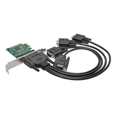 TrippLite PCE D9 04 CBL 4 Port DB9 RS232 PCI Express Serial Card PCIe w Breakout Cable