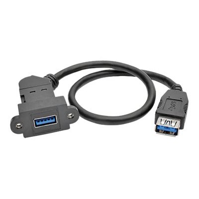 TrippLite U325-001-KPA-BK USB 3.0 All-in-One Keystone/Panel Mount Coupler Cable (F/F) Angled Connector Black 1 ft. TrippLite U325-001-KPA-BK USB 3.0 All-in-One Keystone/Panel Mount Coupler Cable (F/F) Angled Connector Black 1 ft.