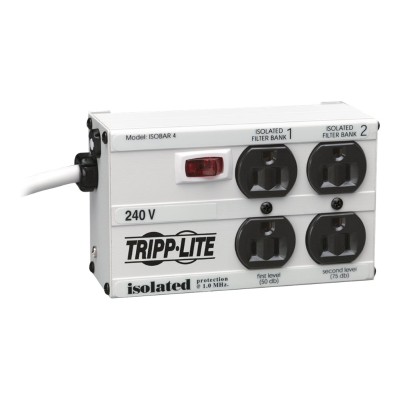 TrippLite IB4 6 220 Isobar Surge Protector Metal 230V 4 Outlet 1.8M Cord 330 Joules Surge protector AC 220 240 V output connectors 4 gray