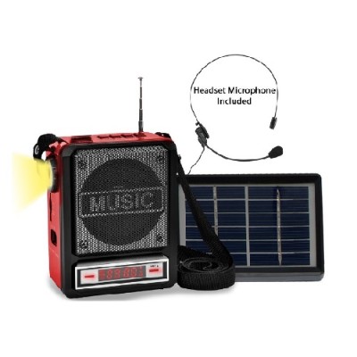 Technical Pro WASPSOLAR100 Solar PRechargeableÿBT Speaker with Headset Mic and Light Technical Pro WASPSOLAR100 Solar PRechargeableÿBT Speaker with Headset Mic and Light