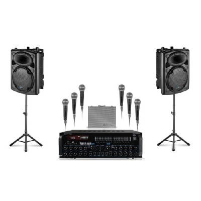 Technical Pro STAGEPACK12 Package-2x12 Speakers Mic Mixer Amp 2 Tripods 6 Mics / Cables Technical Pro STAGEPACK12 Package-2x12 Speakers Mic Mixer Amp 2 Tripods 6 Mics / Cables