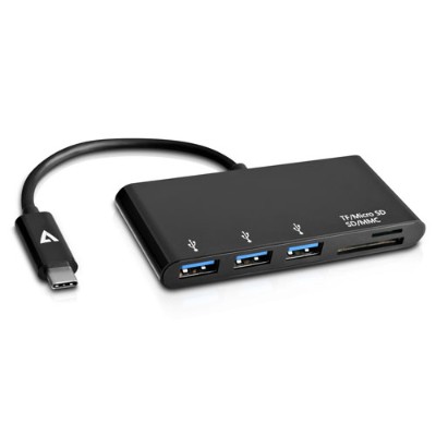 V7 V7UC3U-HUB-BLK-1N USB-C male to 5-in-1 Hub female Black V7 V7UC3U-HUB-BLK-1N USB-C male to 5-in-1 Hub female Black