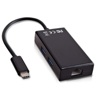 V7 V7UCRJ45-HUB-BLK-1N USB-C male to Ethernet RJ45 / 2x USB3.0 female Adapter Black V7 V7UCRJ45-HUB-BLK-1N USB-C male to Ethernet RJ45 / 2x USB3.0 female Adapter Black