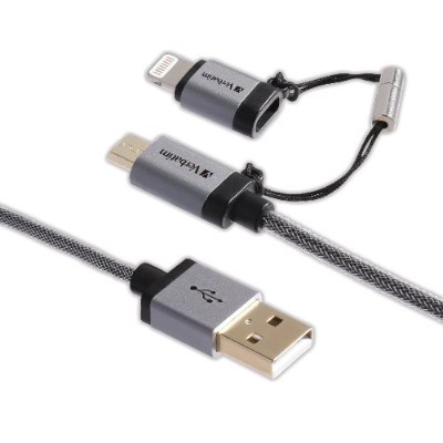 Verbatim 99217 Sync & Charge microUSB Cable with Lightning Adapter 47- Inch Braided Black Verbatim 99217 Sync & Charge microUSB Cable with Lightning Adapter 47- Inch Braided Black