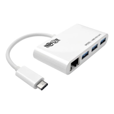 TrippLite U460-003-3AG 3-Port USB-C to USB-A Hub Portable w/ Gigabit Ethernet Port RJ45 TrippLite U460-003-3AG 3-Port USB-C to USB-A Hub Portable w/ Gigabit Ethernet Port RJ45