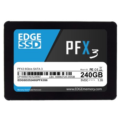 Edge Memory PE250560 240GB 2.5 PFX3 SSD - SATA 6Gb/s Edge Memory PE250560 240GB 2.5 PFX3 SSD - SATA 6Gb/s