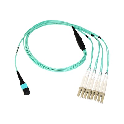Axiom Memory MP8LCOM4R7M AX Network cable MTP MPO multi mode F to LC multi mode M 23 ft fiber optic 50 125 micron OM4 riser aqua