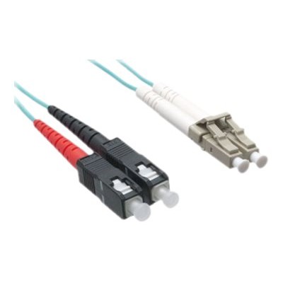 Axiom Memory LCSCOM4MD100 AX Patch cable SC multi mode M to LC multi mode M 328 ft fiber optic 50 125 micron OM4 riser aqua
