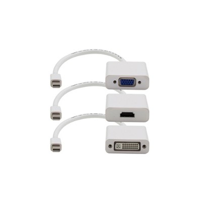 AddOn Computer Products MDP2VGA HDMI DVI W 20.00cm 8.00in Mini DisplayPort Male to DVI HDMI VGA Female White Adapter Cable