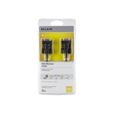 Belkin F2N028BT3M 3Meter VGA Monitor Replacement Cable Male to Male 15 Pin HD-15 Belkin F2N028BT3M 3Meter VGA Monitor Replacement Cable Male to Male 15 Pin HD-15