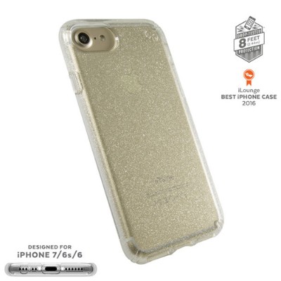 Speck Products 79989 5636 Presidio clear glitter iPhone 7 Back cover for cell phone polycarbonate clear clear with gold glitter for Apple iPhone 7