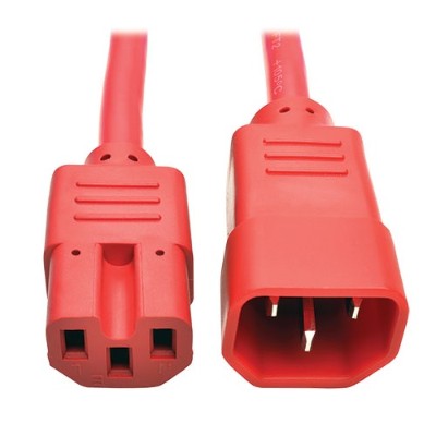 TrippLite P018 002 ARD 2ft Heavy Duty Power Extension Cord 15A 14 AWG C14 C15 Red 2