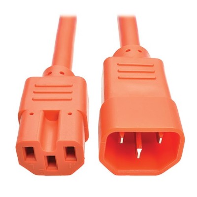 TrippLite P018 003 AOR 3ft Heavy Duty Power Extension Cord 15A 14 AWG C14 C15 Orange 3