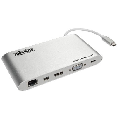 TrippLite U442-DOCK1 USB 3.1 Gen 1 USB-C Docking Station w/USB-A DVI HDMI VGA DP MDP Gigabit Ethernet Mem Card 3.5 mm & USB-C Charge TrippLite U442-DOCK1 USB 3.1 Gen 1 USB-C Docking Station w/USB-A DVI HDMI VGA DP MDP Gigabit Ethernet Mem Card 3.5 mm & USB-C Charge