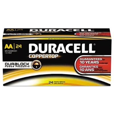 Duracell MN1500BKD 2100 mAh 1.5 Volt DC CopperTop Alkaline Batteries with Duralock Power Preserve Technology AA 144 CT