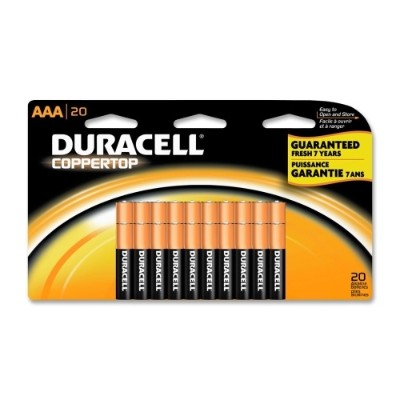 Duracell MN2400B20 CopperTop General Purpose Alkaline AAA Battery - 20/Pack Duracell MN2400B20 CopperTop General Purpose Alkaline AAA Battery - 20/Pack
