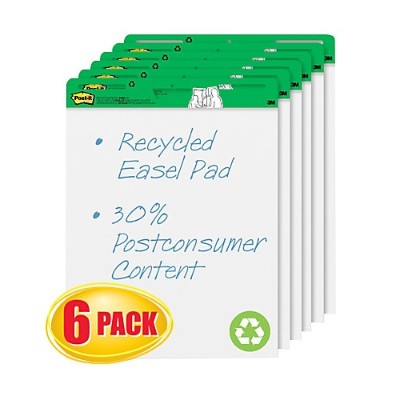 3M 559RP VAD6 Easel Pad Recycled White 25 in x 30 in 30sheet pad 6 pads case